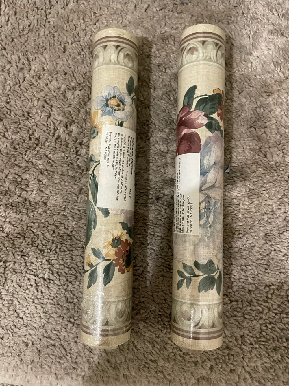 Floral Vintage-Inspired Beige Wallpaper Border - Beige Floral